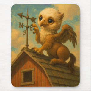 Mousepad Bela arte de fantasia engraçada hippogriff de olho