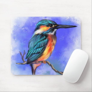 Mousepad Bela Ave Kingfisher - Arte de Aquarela 