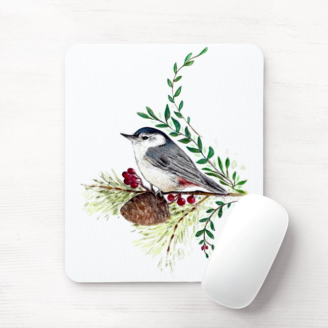 Mousepad Bela ave Nuthatte (Beautiful Nuthatch Bird Mouse Pad from Jenn's Emporium.)