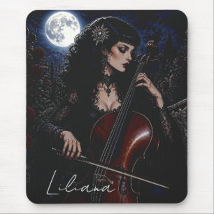 Mousepad Bela Beleza Gótica Tocando Violoncelo Personalizad
