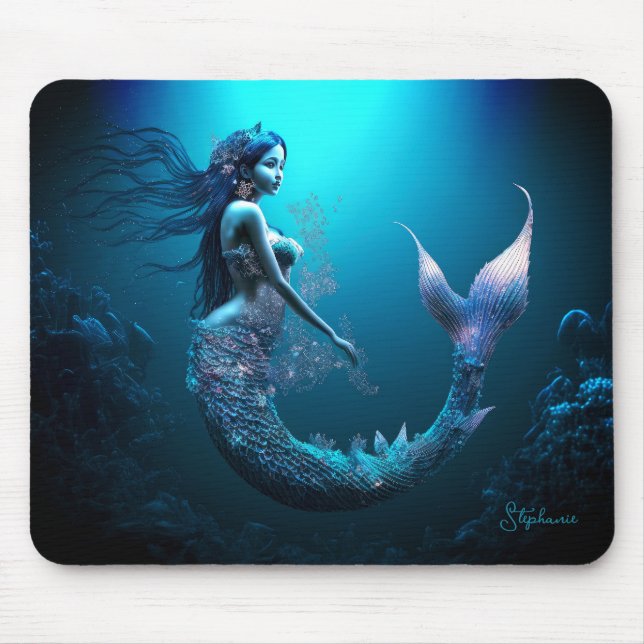 Mousepad Bela Fantasia Azul Sereia (Frente)