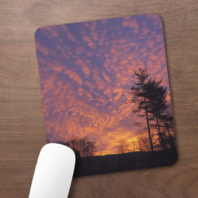 Mousepad Bela Foto de Nuvens Rosa Laranja no Nascer do Sol (Beautiful Pink Orange Clouds Sunrise Photo Mouse Pad, in situ)