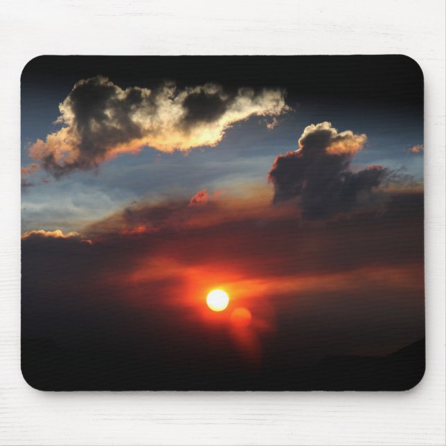 Mousepad bela foto de pôr do sol esfumaçado (Frente)