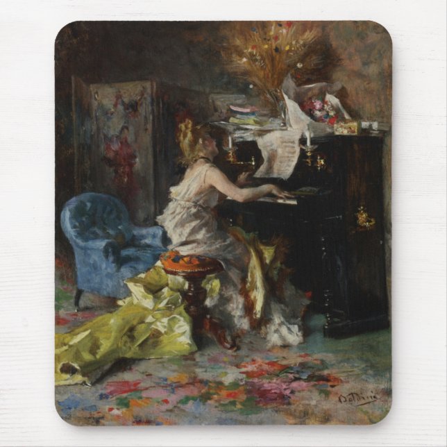 Mousepad Bela Mulher Tocando Piano (por Boldini) (Frente)