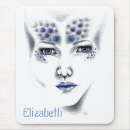 Mousepad Bela Senhora Universo Azul Cinza Alien Arte