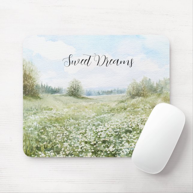 Mousepad Belas Flores de Prado Verde Céu Azul (Com mouse)