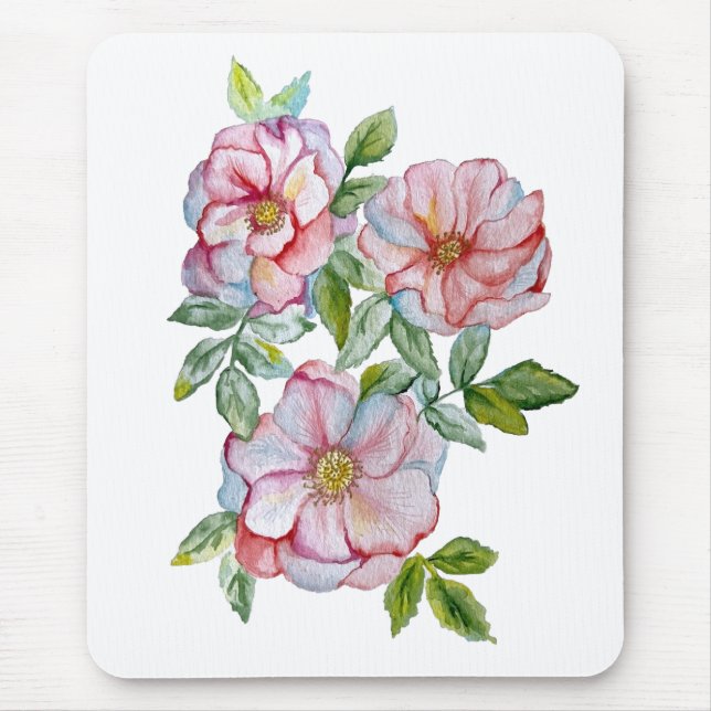 Mousepad Belas rosas realistas em aquarela. (Frente)