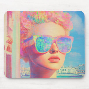 Mousepad Beleza Costeira Neon com óculos Solares