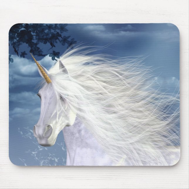 Mousepad Beleza do branco do unicórnio (Frente)