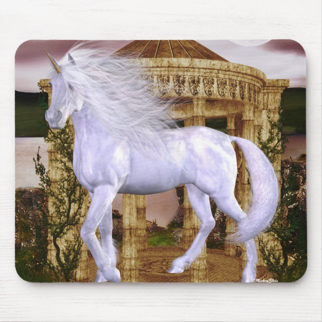 Mousepad Beleza do branco do unicórnio (Frente)