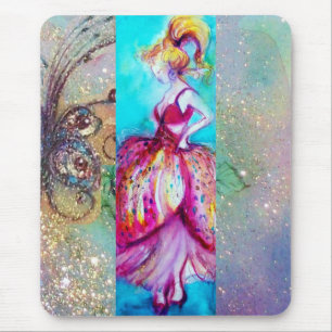 Mousepad BELEZA EM VESTIDO ROSA / Planta Borboleta Mágica
