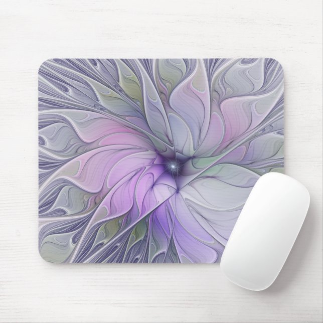 Mousepad Beleza Impressionante Flor de Arte Fractal Abstrat (Com mouse)