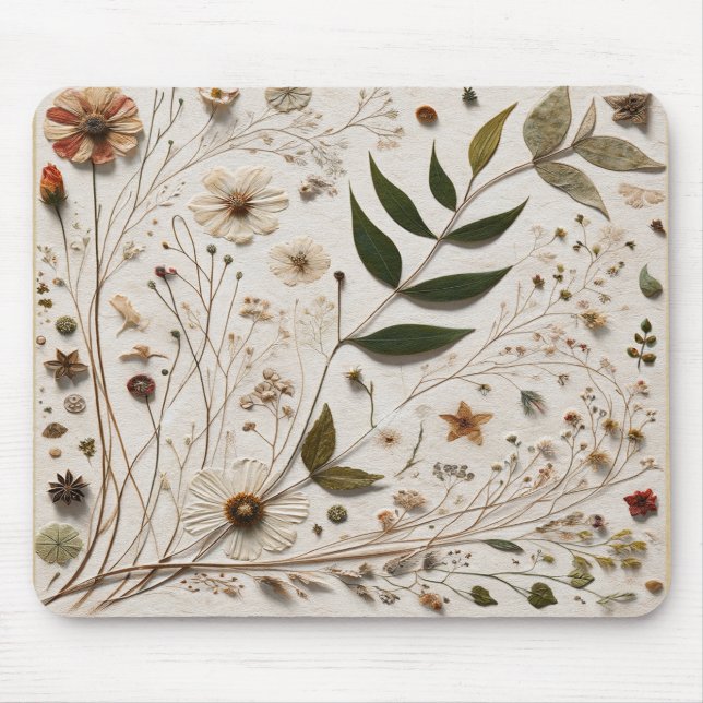 Mousepad Beleza Natural Flores Botânicas & Folhas (Frente)