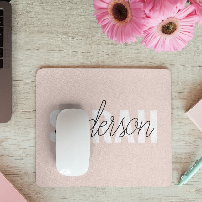 Mousepad Beleza Rosa Moderna Pastel Personalizada Seu Nome (Criador carregado)