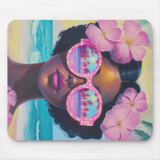 Mousepad Beleza tropical em tons de rosa (Frente)