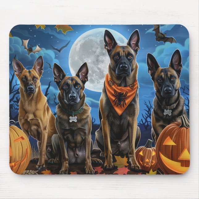 Mousepad Belga Malinoi Halloween Spooky (Frente)