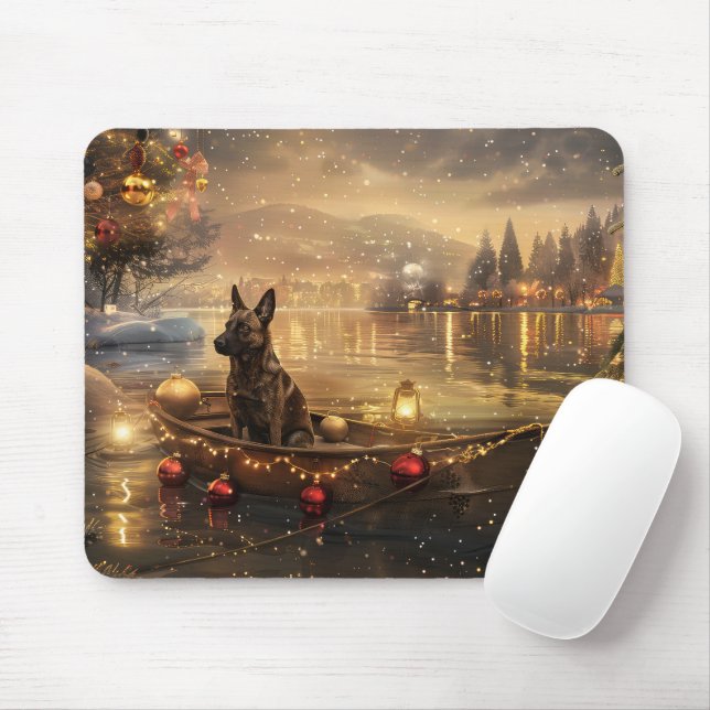 Mousepad Belga Malinoi Natal Voyage Festiva (Com mouse)