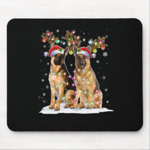 Mousepad Belga Malinois Reindeer Hat Papais noeis