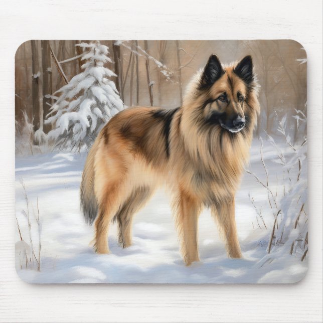 Mousepad Belga Tervuren Deixa Neve Natal (Frente)