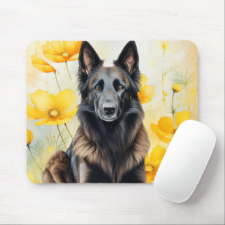 Mousepad Belgian Tervuren Dog Lover and Poppies