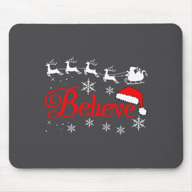 Mousepad Believe Christmas Xmas Santa Family Pajamas Holida (Frente)