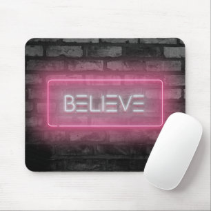 Mousepad BELIEVE Mouse Sinal de Neon Rosa