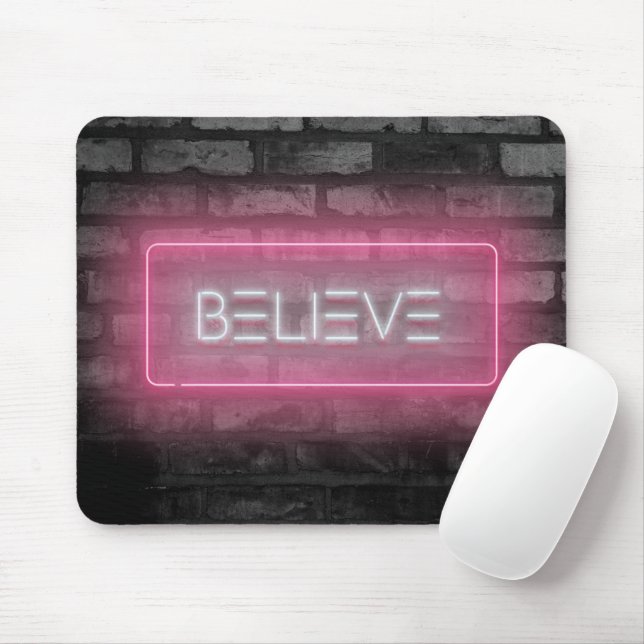 Mousepad BELIEVE Mouse Sinal de Neon Rosa (Com mouse)