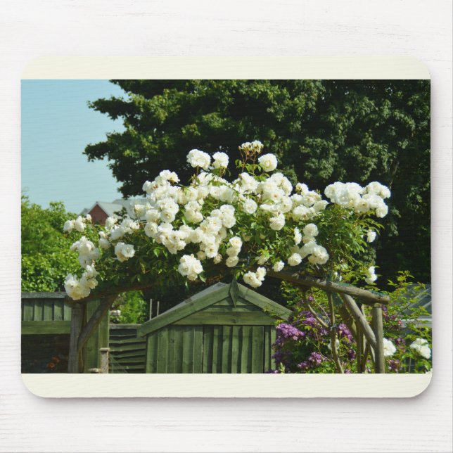 Mousepad Belo arco de rosas brancas (Frente)
