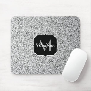 Mousepad Belo brilho prateado brilha monograma