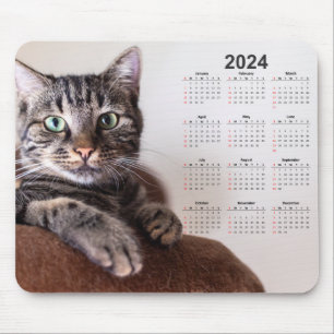 Mousepad Belo Calendário de Descanso de Gato 2024