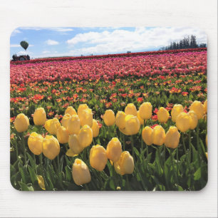 Mousepad Belo Campo de Tulipas com Balão de Ar Quente, Oreg