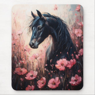 Mousepad Belo Cavalo Blush Flores Rosa