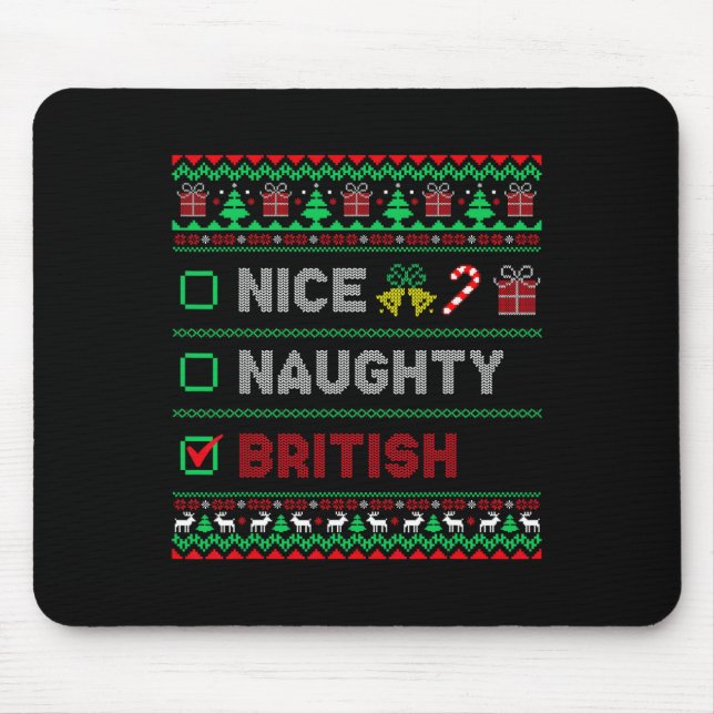 Mousepad Belo Checklist para o Natal britânico (Frente)