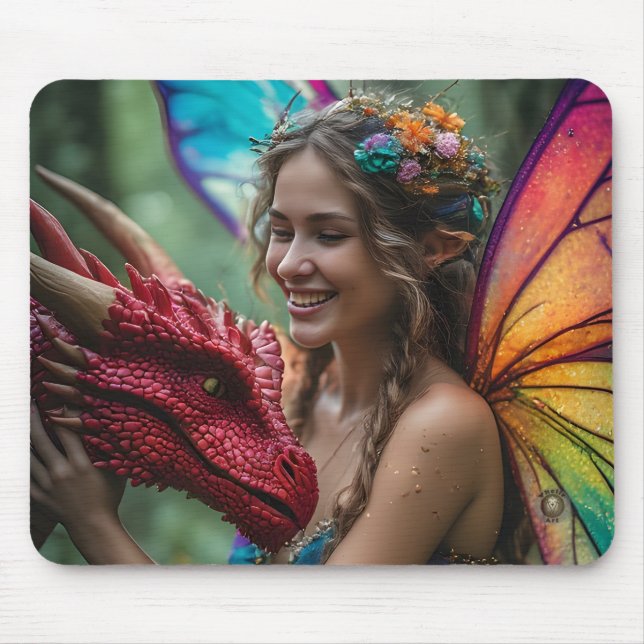 Mousepad Belo Dragão Vermelho Fada (Frente)