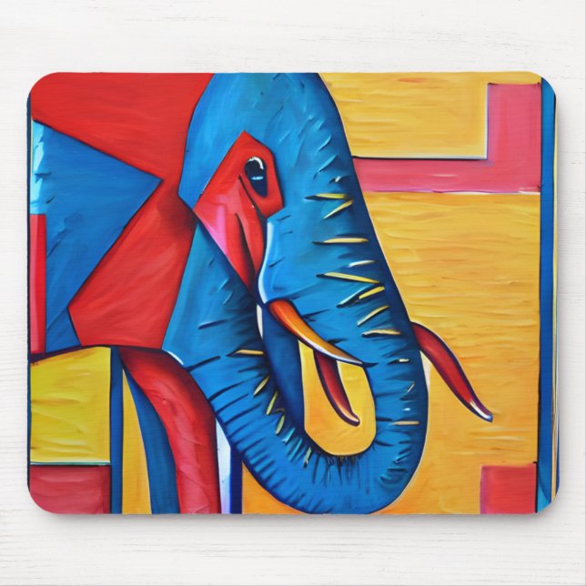 Mousepad Belo Elefante Abstrato Artsy (Frente)