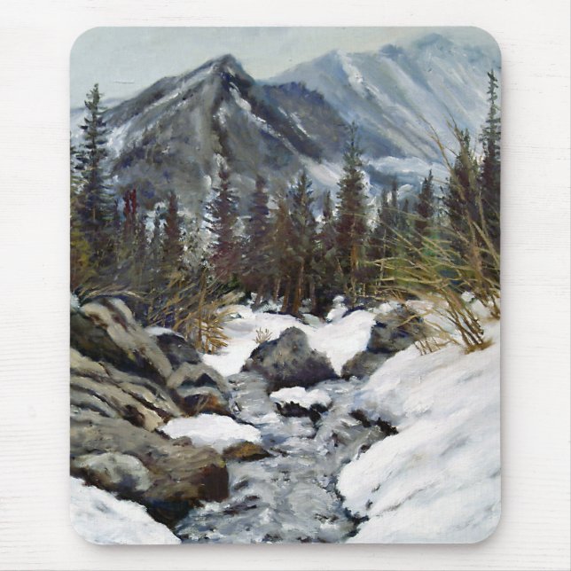 Mousepad Belo Estes Park Colorado Córrego de Inverno Rato  (Frente)