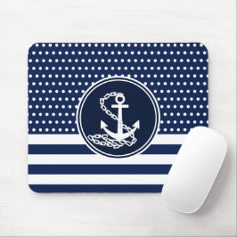 Mousepad Belo Estilo Marítimo, Âncora, Azul E Branco