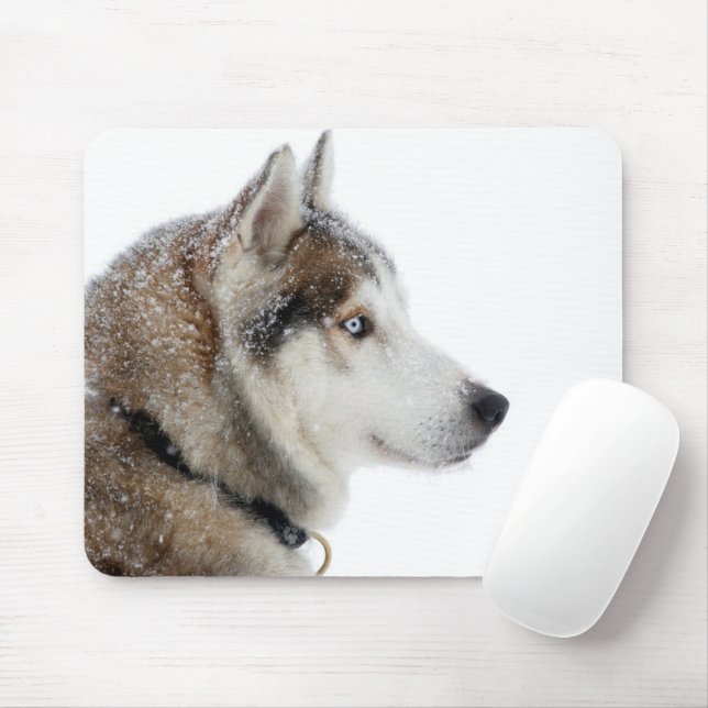 Mousepad Belo Husky Siberiano na neve (Com mouse)