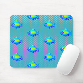 Mousepad Belo Jogador Verde Azul Arte Pixel de 8 Bits