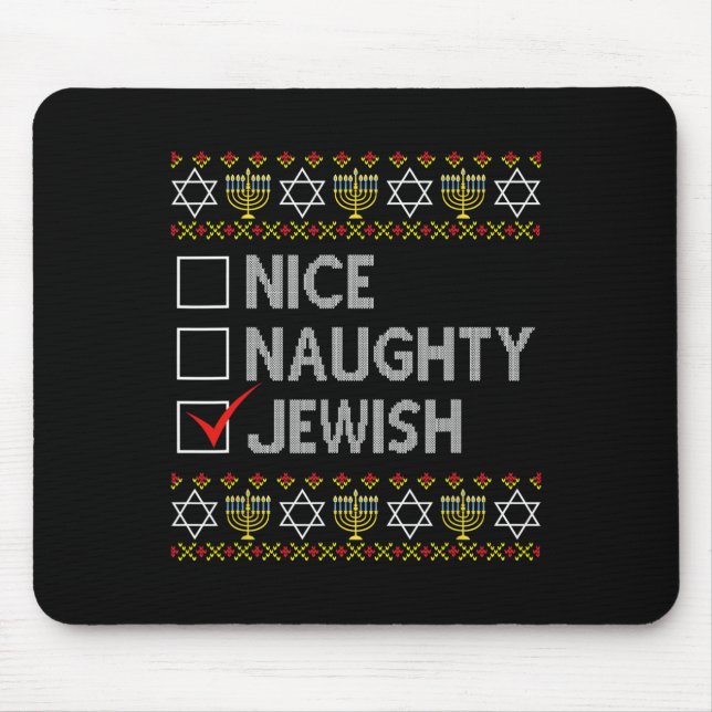 Mousepad Belo Judeu Judeu Feio Hanukkah Suéter Engraçado Ch (Frente)