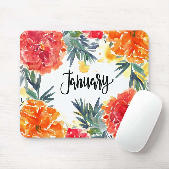 Mousepad Belo mês de nascimento Flores/Janeiro (Com mouse)