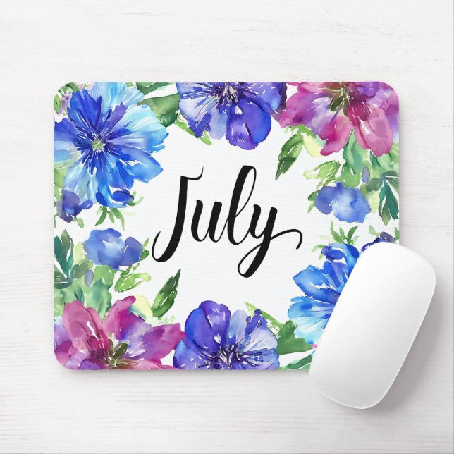 Mousepad Belo mês de nascimento Flores/Julho (Com mouse)