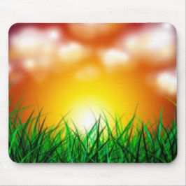 Mousepad Belo nascer do sol sobre um campo de grama