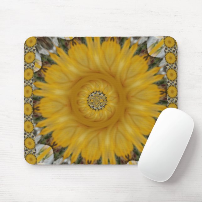 Mousepad Belo Ouro Sol Flor Design Brilho (Com mouse)