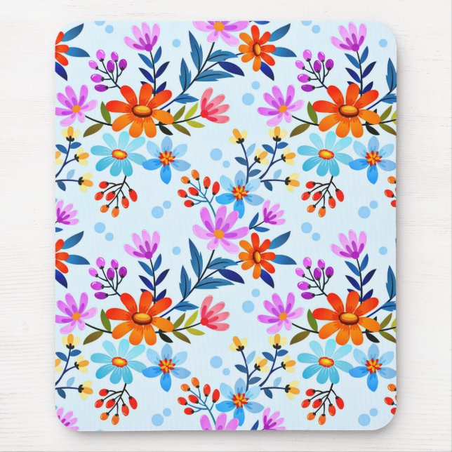 Mousepad Belo Padrão de Flores e Folhas  (Frente)