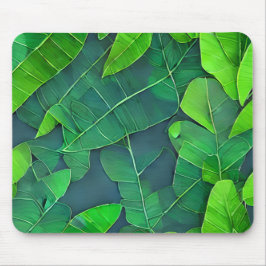Mousepad Belo padrão de folhas verdes