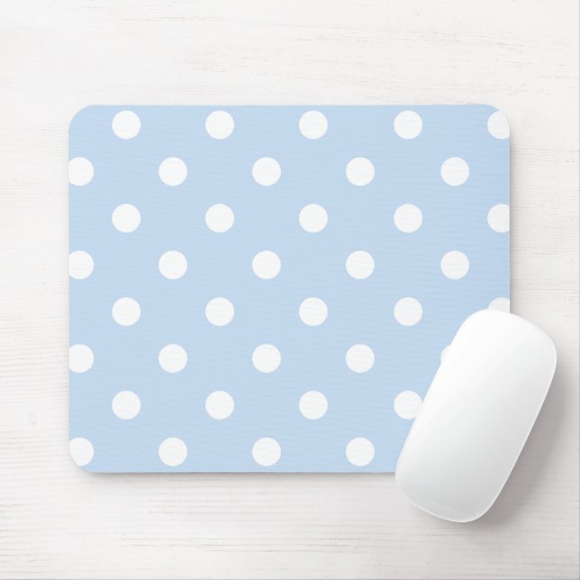 Mousepad Belo Pastel Azul Claro Com Grandes Bolinhas (Com mouse)