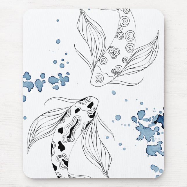 Mousepad Belo Peixe Koi Nadando (Frente)