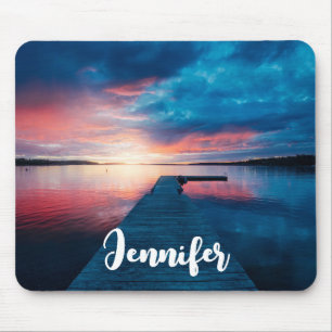 Mousepad Belo pôr do sol em um lago calmo