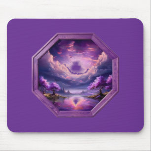 Mousepad Belo Quadro Paisagem Roxa Com Reflexos